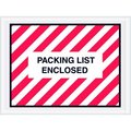 Box Packaging Full Face Striped Envelopes w/ "Packing List Enclosed" Print, 6"L x 4-1/2"W, Red/White, 1000/Pack PL409